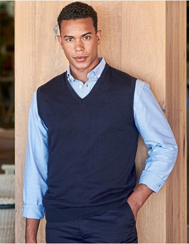 H-H724-Mens Lightweight Sleeveless V-Neck Jumper